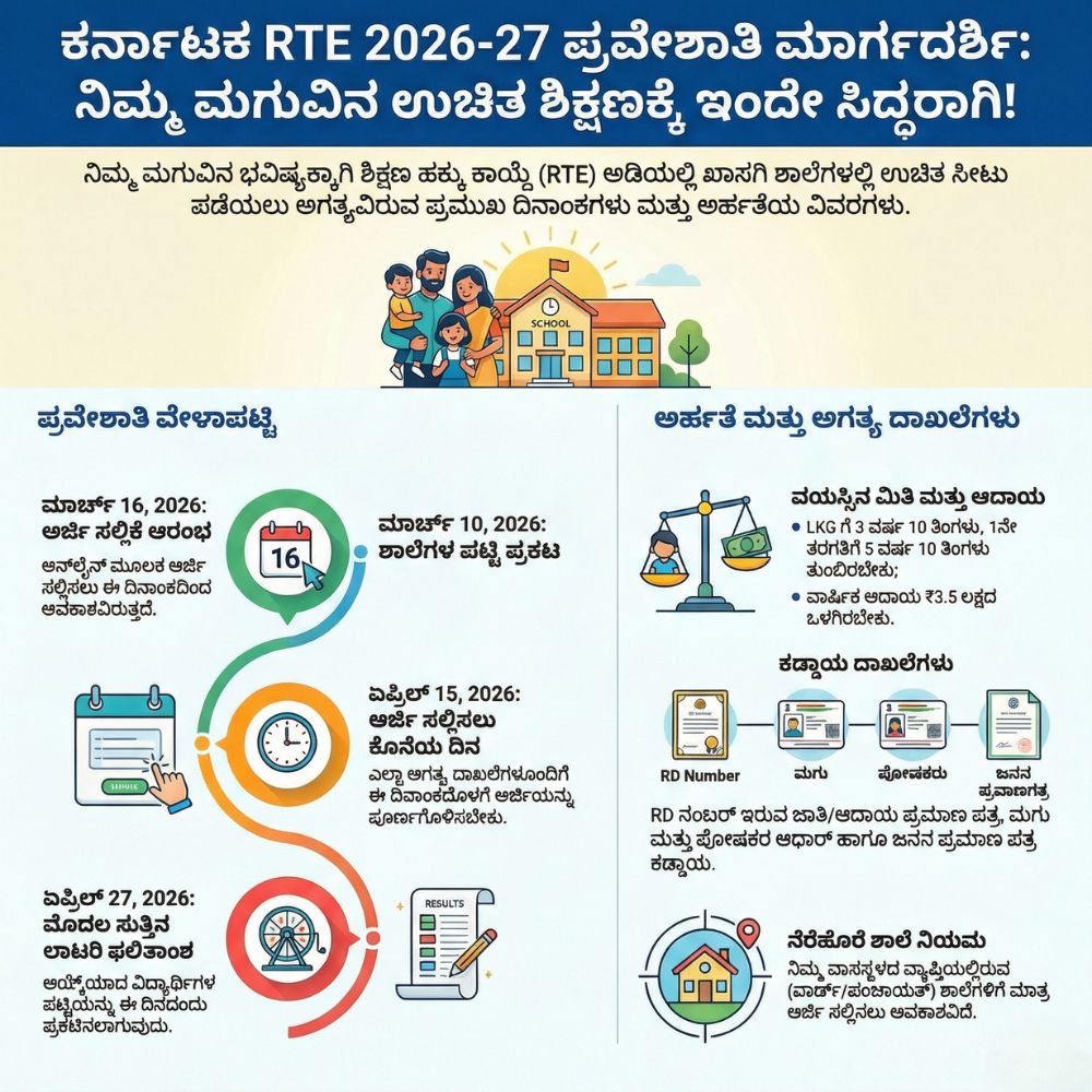 ಪ್ರೈವೇಟ್ ಶಾಲೆಯಲ್ಲಿ ನಿಮ್ಮ ಮಗುವಿಗೆ 'ಫ್ರೀ ಸೀಟು': RTE ದಿನಾಂಕ ಪ್ರಕಟ, ಈ ಕೂಡಲೇ ...